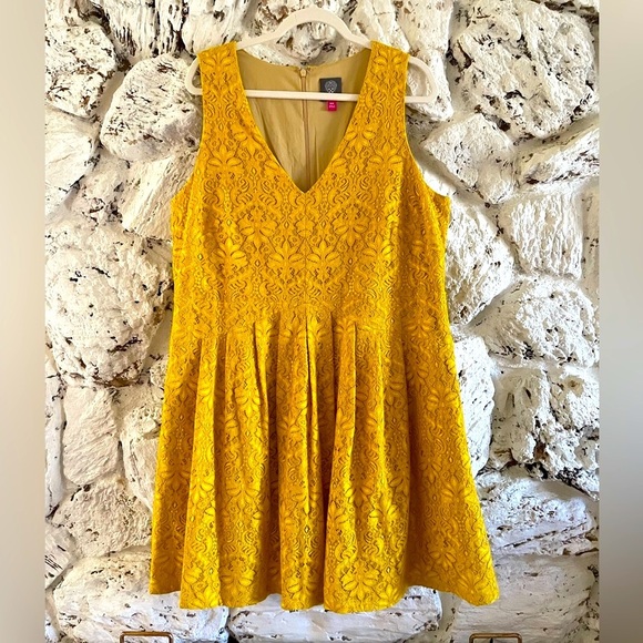 Vince Camuto Dresses & Skirts - Mustard Yellow Lace Dress Vince Camuto - 16W
